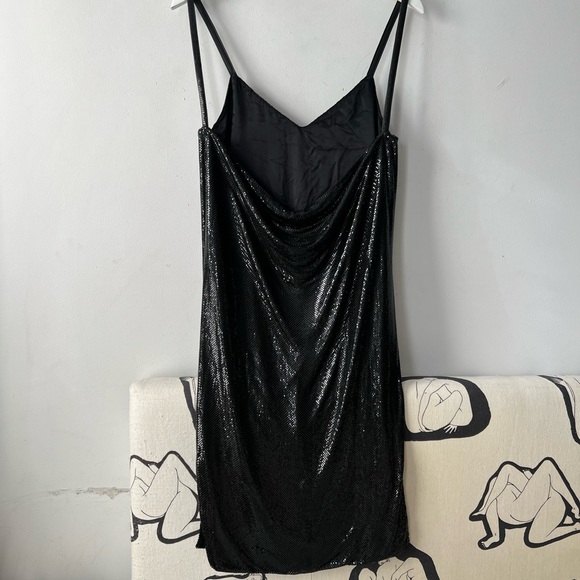 RARE!!! DOUGLAS FERGUSON 70s/80s Black Chainmail Metal Dress S - Picture 5 of 7